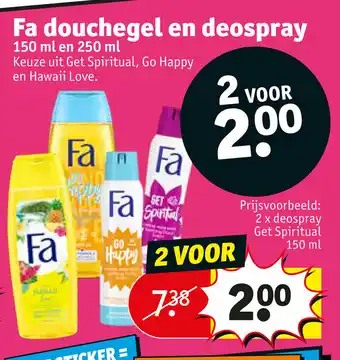 Kruidvat Fa douchegel en deospray 2 voor 150 ml en 250 ml aanbieding
