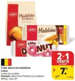 Carrefour Market Cake Donut et Madeleine Lotus aanbieding