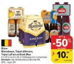 Carrefour Market Bière Maredsous, Tripel d'Anvers, Tripel LeFort et Kriek Max aanbieding
