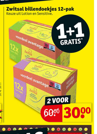 Kruidvat Zwitsal billendoekjes 12-pak aanbieding