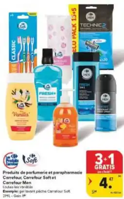 Carrefour Market Produits de parfumerie et parapharmacie Carrefour Carrefour Soft et Carrefour Men aanbieding