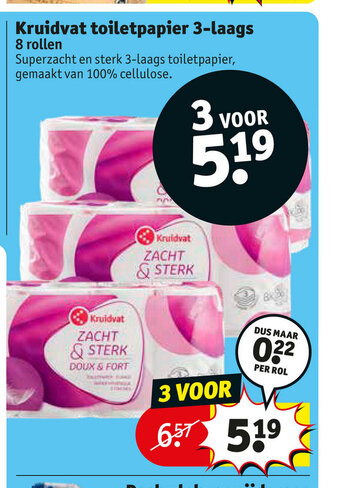 Kruidvat Toiletpapier 3-laags 8 rollen aanbieding
