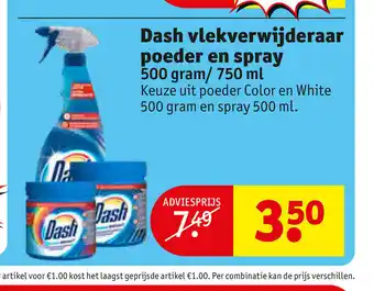 Kruidvat Dash vlekverwijderaar poeder en spray 500 gram/ 750 ml aanbieding