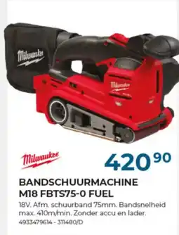 Meno Pro Milwaukee Bandschuurmachine M18 FBTS75-0 Fuel aanbieding