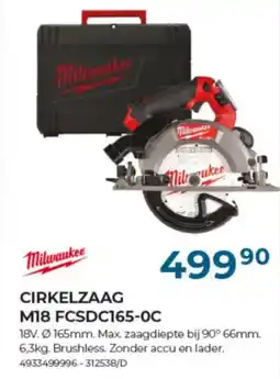 Meno Pro Milwaukee Cirkelzaag M18 FCSDC165-OC aanbieding