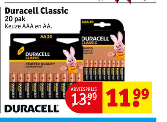 Kruidvat Duracell Classic 20 pak keuze AAA en AA aanbieding