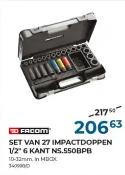Meno Pro Facom Set Van 27 Impactdoppen 1/2" 6 Kant NS.550BPB aanbieding