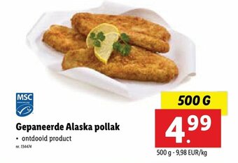 Lidl Gepaneerde alaska pollak 500g aanbieding
