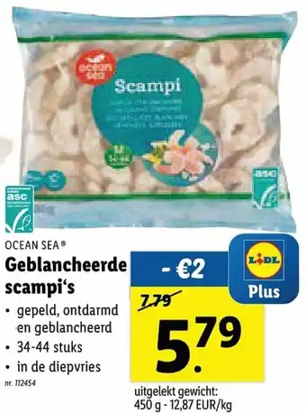 Lidl Geblancheerde scampi's 450g aanbieding