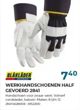 Meno Pro Blaklader Werkhandschoenen Half Gevoerd 2841 aanbieding