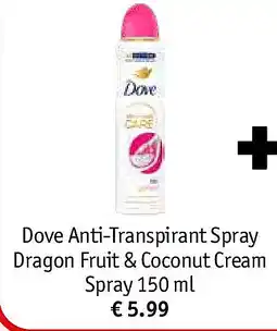 Kruidvat Dove Anti-Transpirant Spray Dragon Fruit & Coconut Cream Spray 150 ml aanbieding
