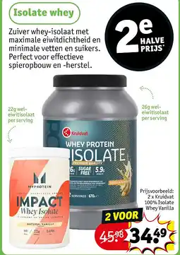 Kruidvat 2 x Kruidvat 100% Isolate Whey Vanilla aanbieding