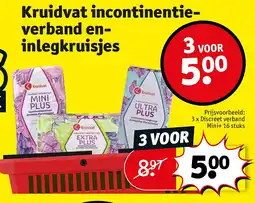 Kruidvat 3 x Discreet verband Mini+ 16 stuks aanbieding