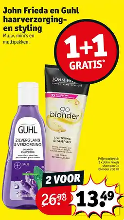 Kruidvat John Frieda en Guhl haarverzorgingen styling aanbieding