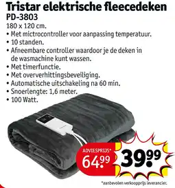 Kruidvat Tristar elektrische fleecedeken aanbieding