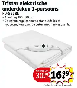 Kruidvat Tristar elektrische onderdeken 1-persoons aanbieding