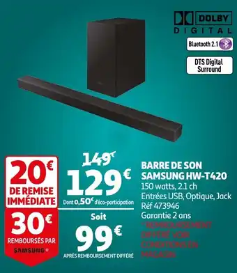 Auchan Barre de son Samsung HW-T420 aanbieding
