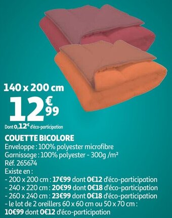 Auchan Couette Bicolore 140x200cm aanbieding