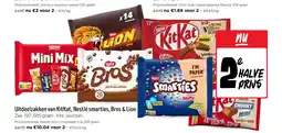 Jumbo Uitdeelzakken van KitKat, Nestlé smarties, Bros & Lion aanbieding