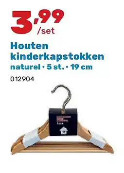 Happyland Houten kinderkapstokken naturel • 5 st. • 19 cm aanbieding