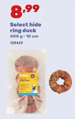 Happyland Select hide ring duck 400 g • 10 cm aanbieding
