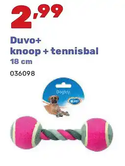 Happyland Duvo+ knoop + tennisbal 18 cm aanbieding