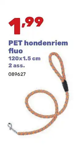 Happyland PET hondenriem fl uo 120x1.5 cm 2 ass aanbieding