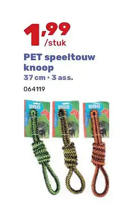 Happyland PET speeltouw knoop 37 cm • 3 ass aanbieding