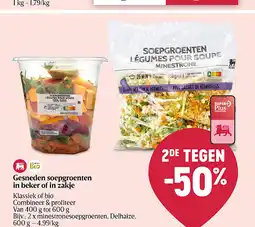 Delhaize Gesneden soepgroenten in beker of in zakje aanbieding