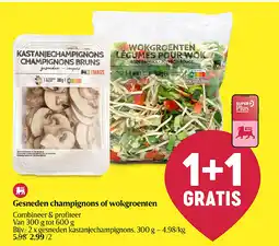 Delhaize Gesneden champignons of wokgroenten aanbieding
