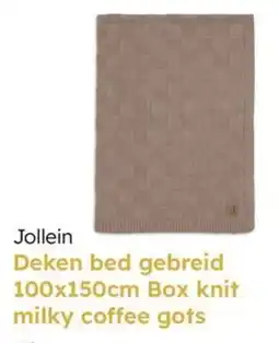 Multi bazar Jollein Deken Bed Gebreid Box knit Milky Coffee Gots aanbieding