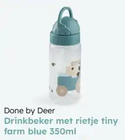 Multi bazar Done by Deer Drinkbeker met rietje tiny farm blue aanbieding