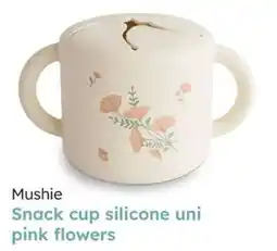 Multi bazar Mushie Snack cup silicone uni pink flowers aanbieding