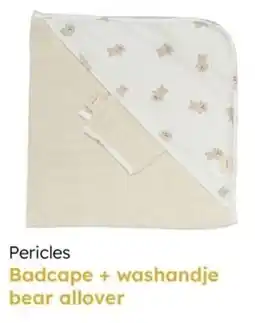 Multi bazar Pericles Badcape + washandje bear allover aanbieding