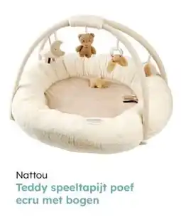 Multi bazar Nattou teddy speeltapijt poef ecru met bogen aanbieding
