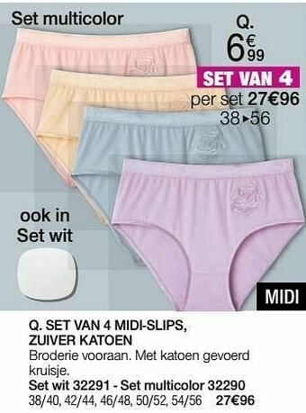 Damart Set van 4 midi-slips zuiver katoen aanbieding