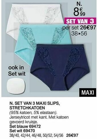 Damart Set van 3 maxi slips stretchkatoen aanbieding