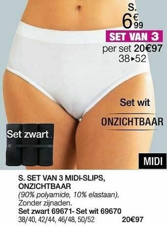Damart Set van 3 midi-slips onzichtbaar aanbieding