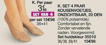Set 4 paar kousenvoetjes onzichtbaar 20 den