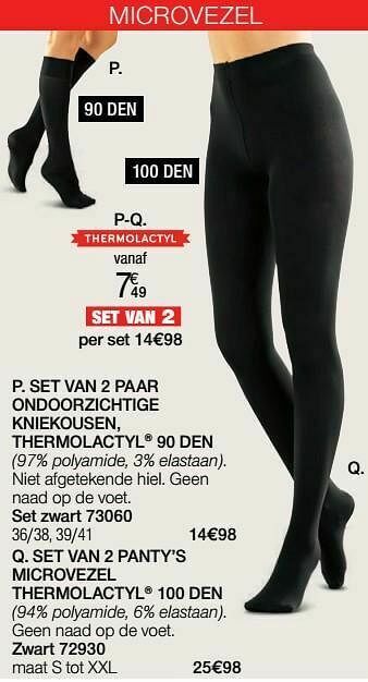 Damart Set van 2 paar ondoorzichtige kniekousen thermolactyl 90 den aanbieding