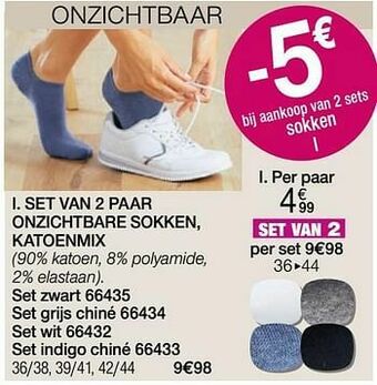 Damart Set van 2 paar onzichtbare sokken katoenmix aanbieding