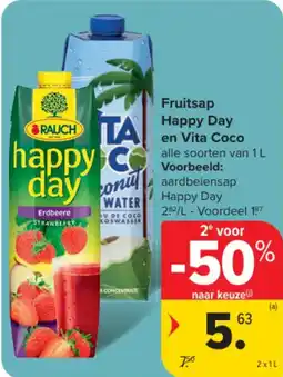 Carrefour Market Fruitsap Happy Day en Vita Coco aanbieding