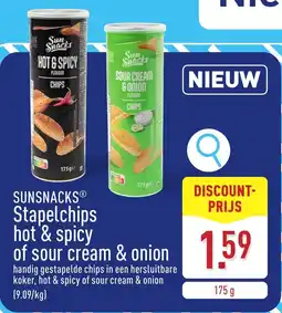 ALDI SunSnack Stapelchips Hot & Spicy of Sour Cream & Onion aanbieding