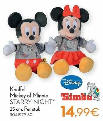 Cora Knuffel mickey of minnie starry night aanbieding