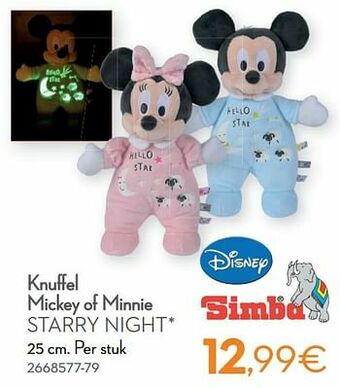 Cora Knuffel mickey of minnie starry night aanbieding