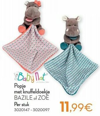 Cora Popje met knuffeldoekje bazile of zoé aanbieding