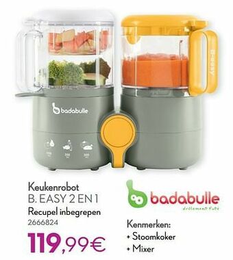 Cora Badabulle keukenrobot b. easy 2 en 1 aanbieding