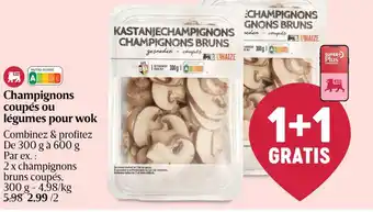 Champignons coupés ou légumes pour wok