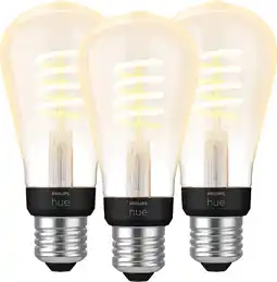 Coolblue Philips Hue Filamentlamp White Ambiance Edison E27 3-pack aanbieding
