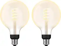 Coolblue Philips Hue Filament White Ambiance Globe XL 2-pack aanbieding